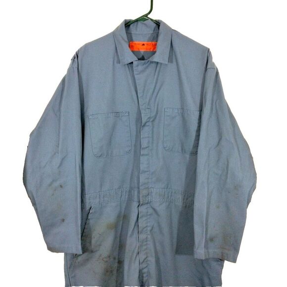 Red Kap Coveralls Durable Pockets Zipper Men's size 50 Reg Mechanic Vintage Blue - Picture 3 of 5
